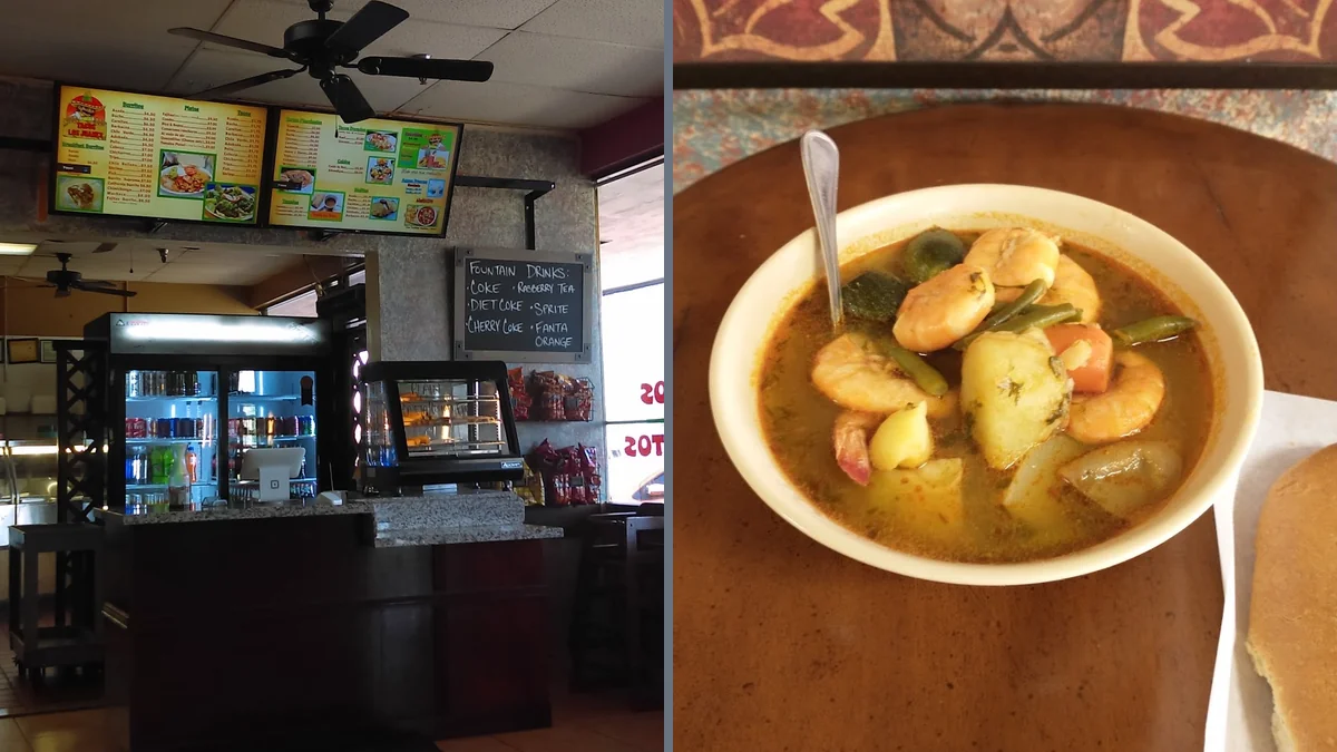 A busy taqueria counter with quick lunch orders.